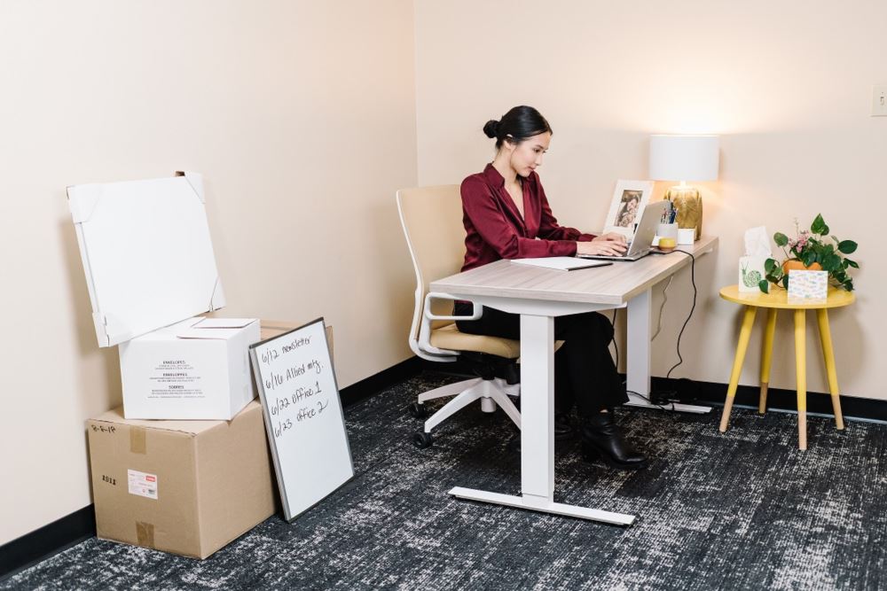 Woman sitting at office desk